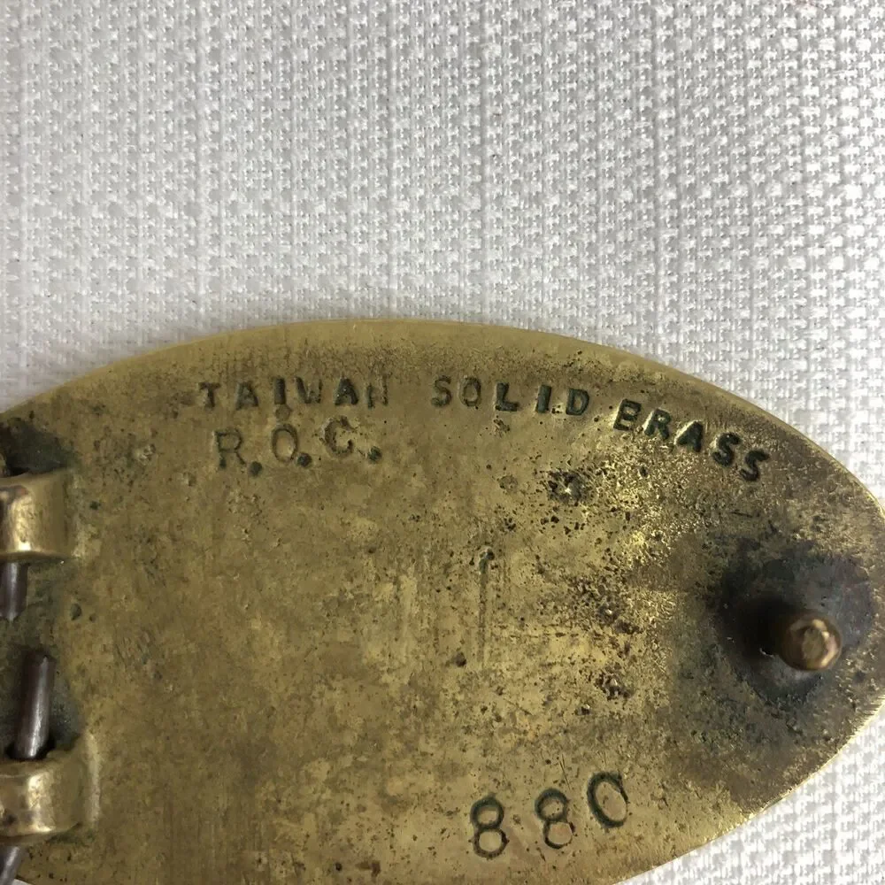 Vintage Oval Solid Brass Belt Buckle JEEP